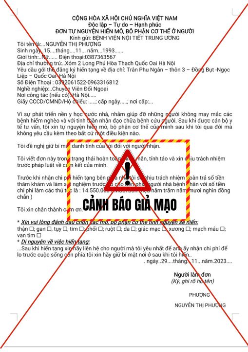 Cảnh báo mạo danh Bệnh viện lừa đảo chiếm đoạt tài sản