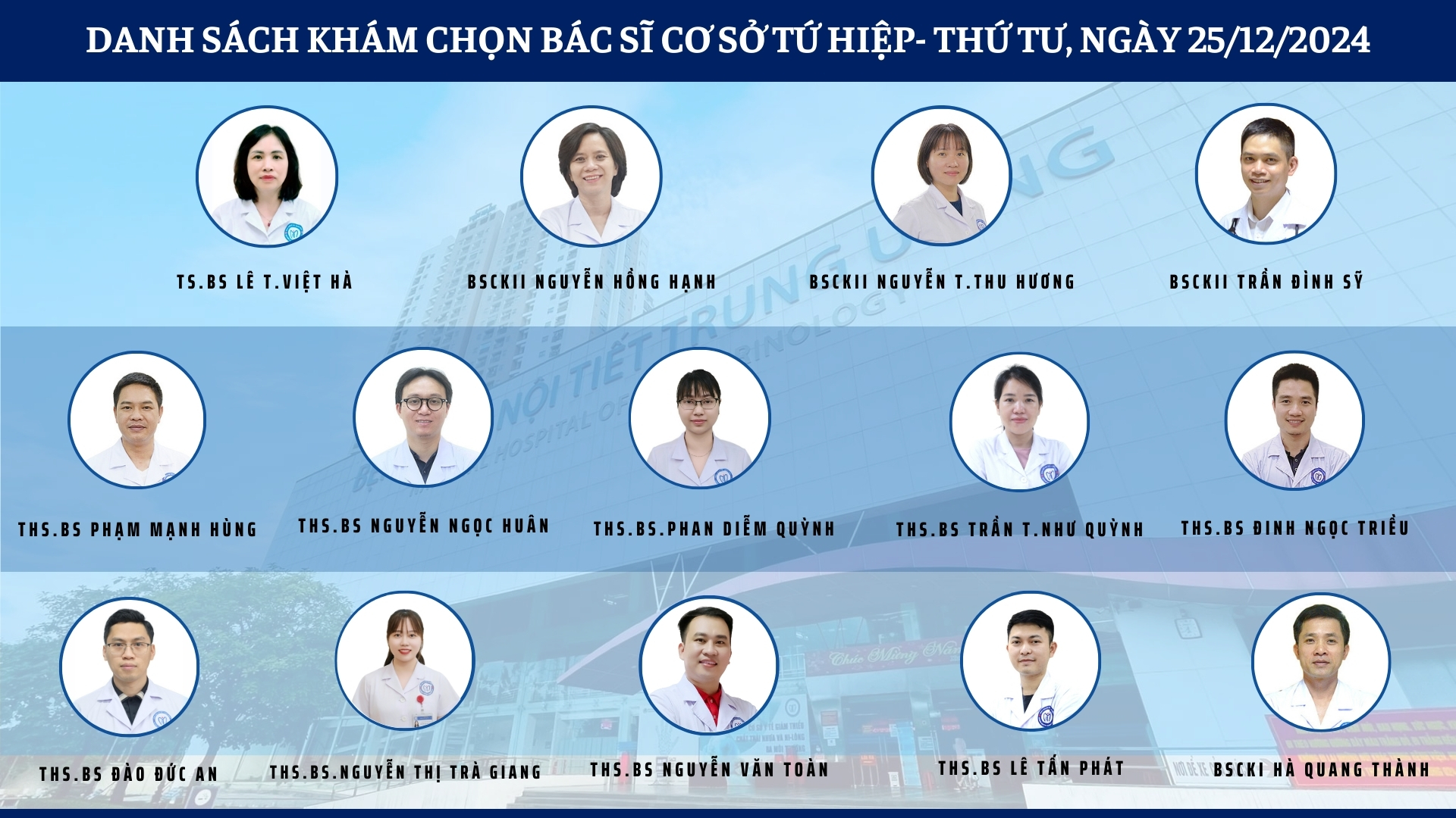 CẬP NHẬT DANH SÁCH DỊCH VỤ BÁC SĨ KHÁM CHỌN TẠI 2 CƠ SỞ TỨ HIỆP VÀ THÁI THỊNH