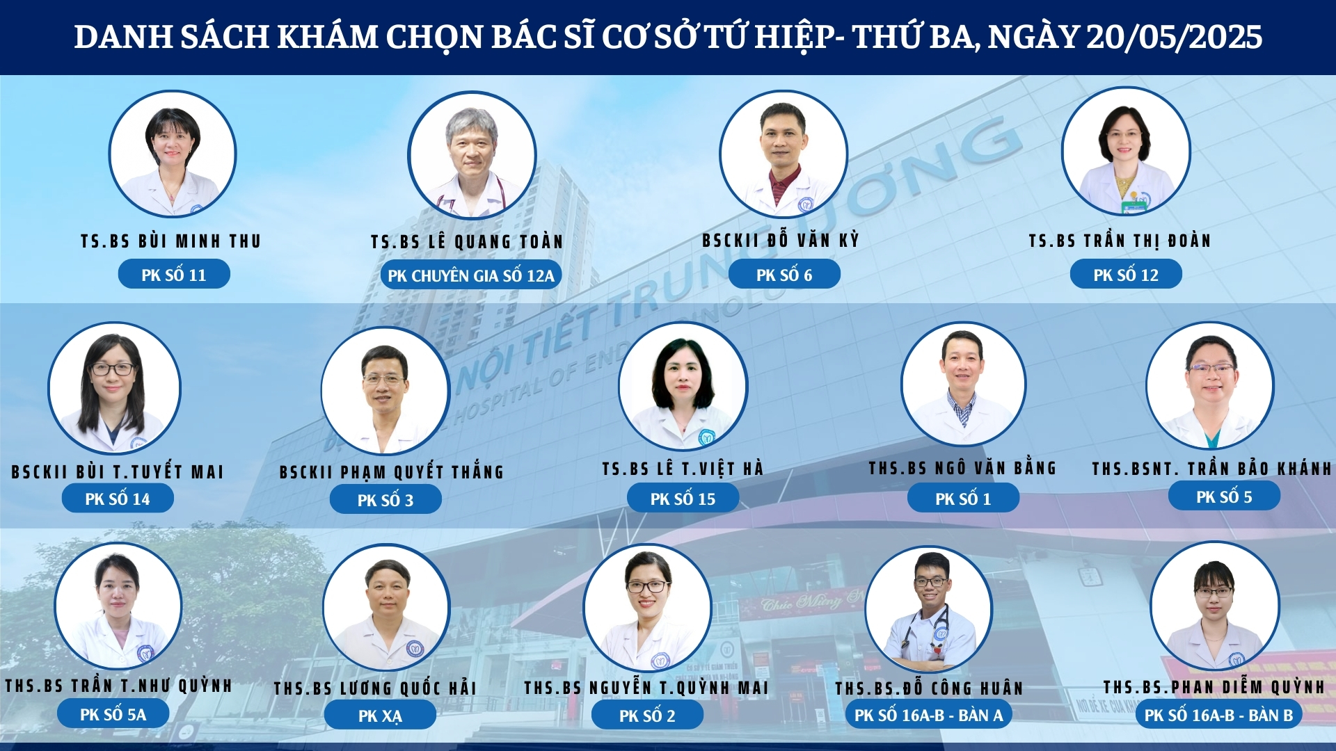 CẬP NHẬT DANH SÁCH DỊCH VỤ BÁC SĨ KHÁM CHỌN TẠI 2 CƠ SỞ TỨ HIỆP VÀ THÁI THỊNH