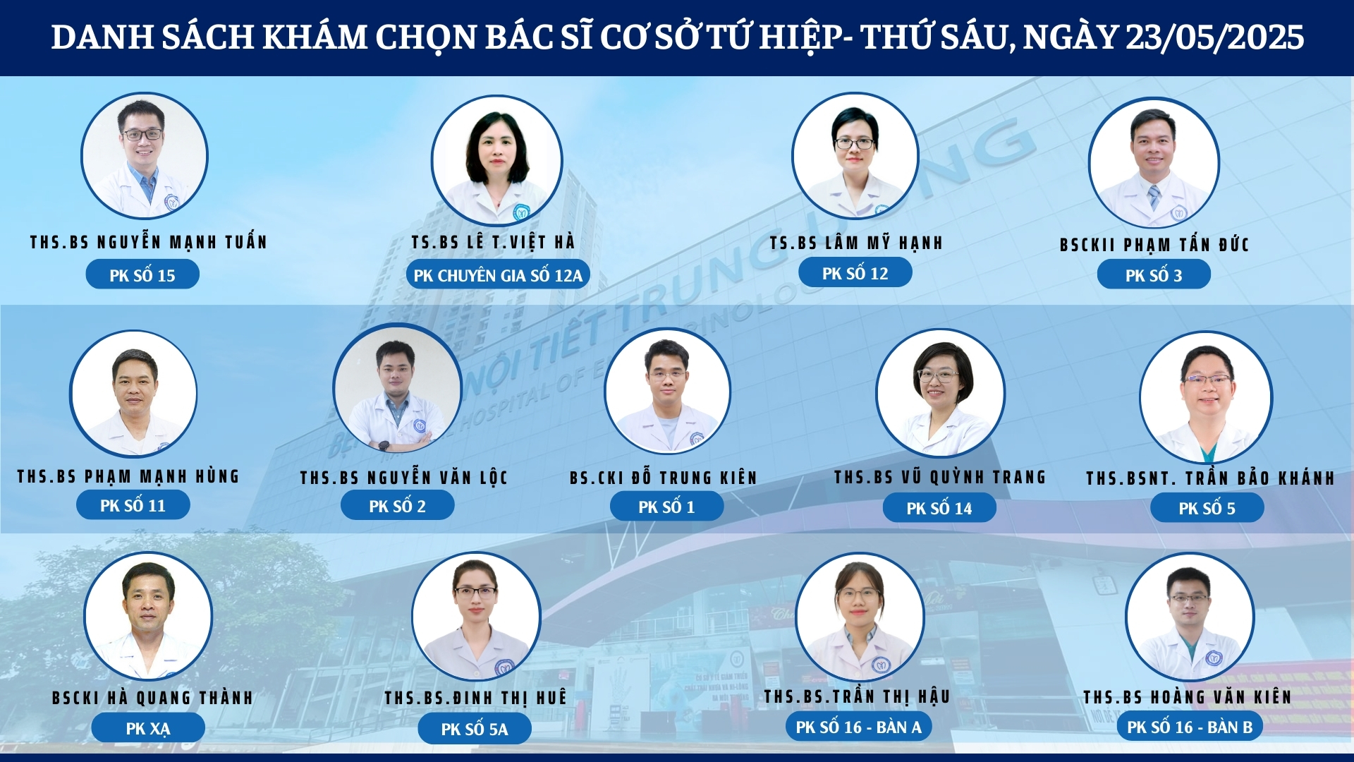 CẬP NHẬT DANH SÁCH DỊCH VỤ BÁC SĨ KHÁM CHỌN TẠI 2 CƠ SỞ TỨ HIỆP VÀ THÁI THỊNH
