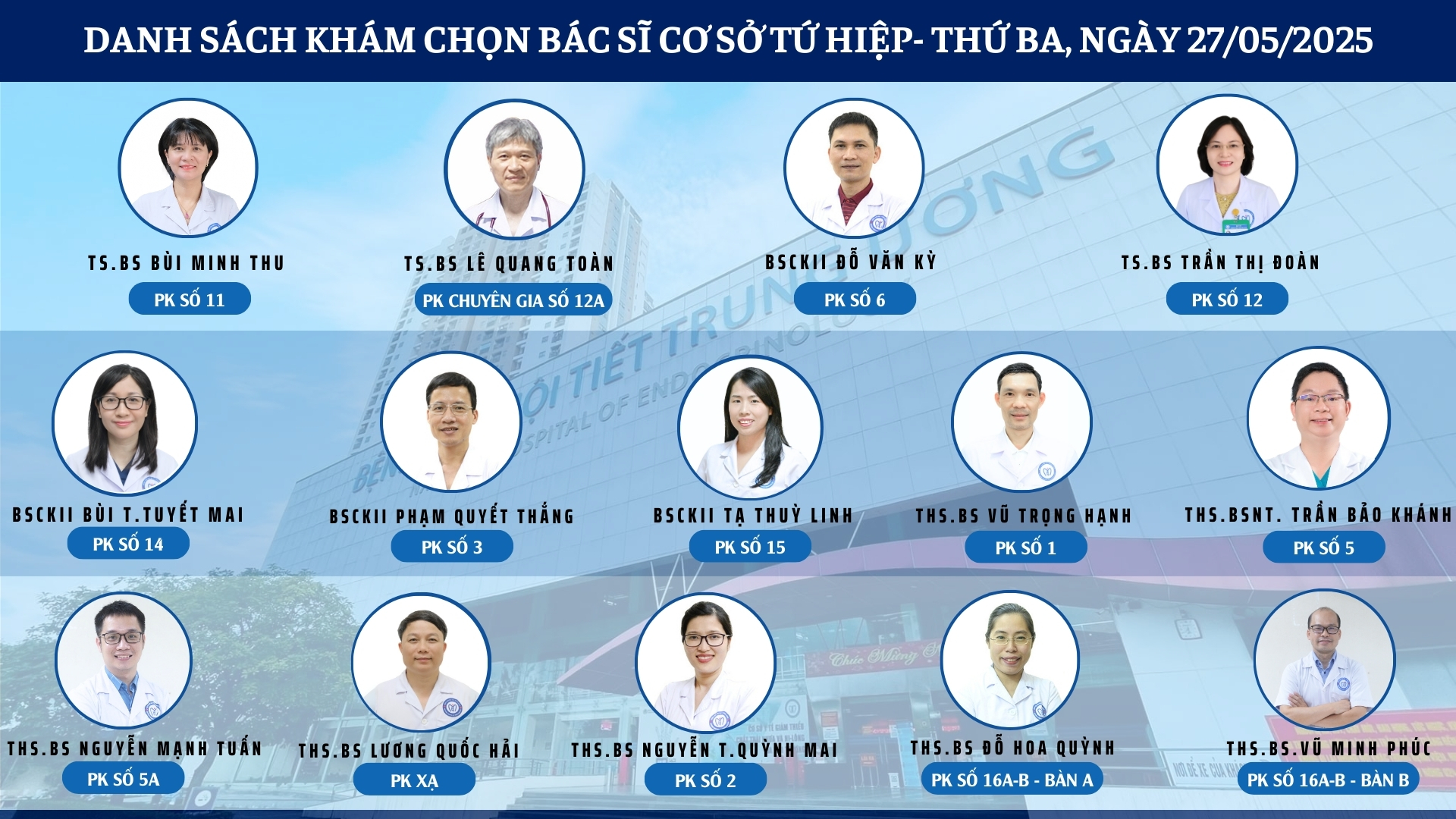 CẬP NHẬT DANH SÁCH DỊCH VỤ BÁC SĨ KHÁM CHỌN TẠI 2 CƠ SỞ TỨ HIỆP VÀ THÁI THỊNH
