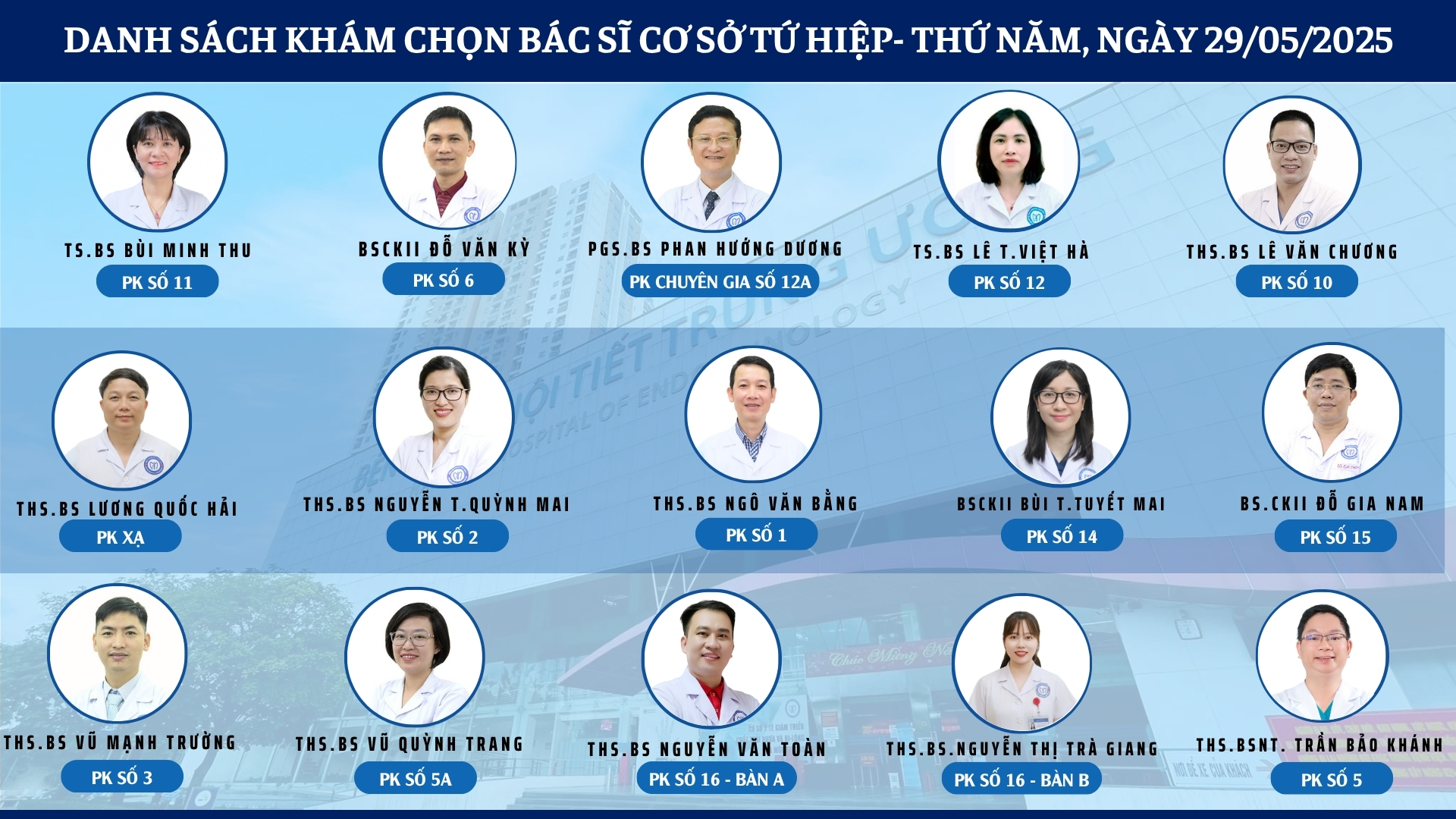 CẬP NHẬT DANH SÁCH DỊCH VỤ BÁC SĨ KHÁM CHỌN TẠI 2 CƠ SỞ TỨ HIỆP VÀ THÁI THỊNH