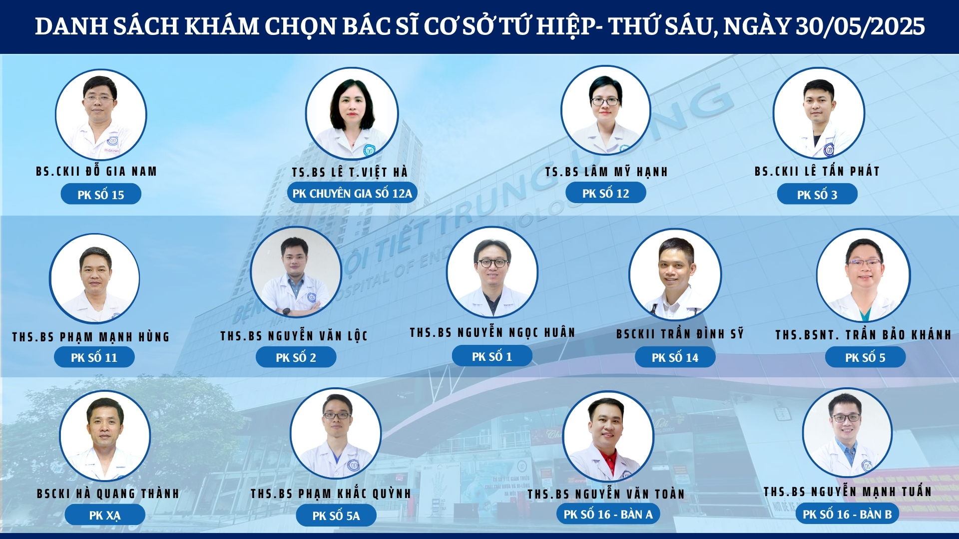 CẬP NHẬT DANH SÁCH DỊCH VỤ BÁC SĨ KHÁM CHỌN TẠI 2 CƠ SỞ TỨ HIỆP VÀ THÁI THỊNH