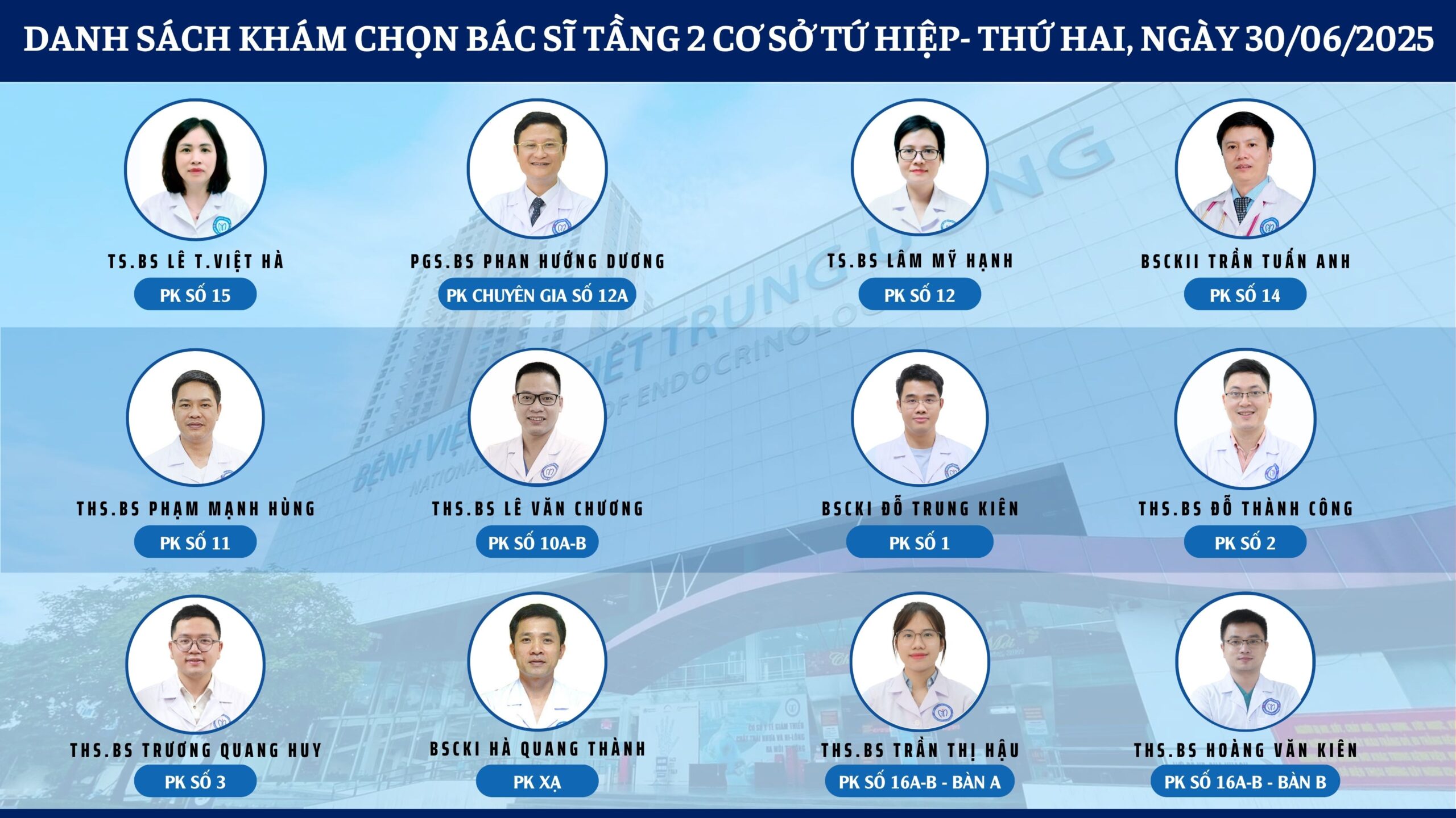 CẬP NHẬT DANH SÁCH DỊCH VỤ BÁC SĨ KHÁM CHỌN TẠI 2 CƠ SỞ TỨ HIỆP VÀ THÁI THỊNH