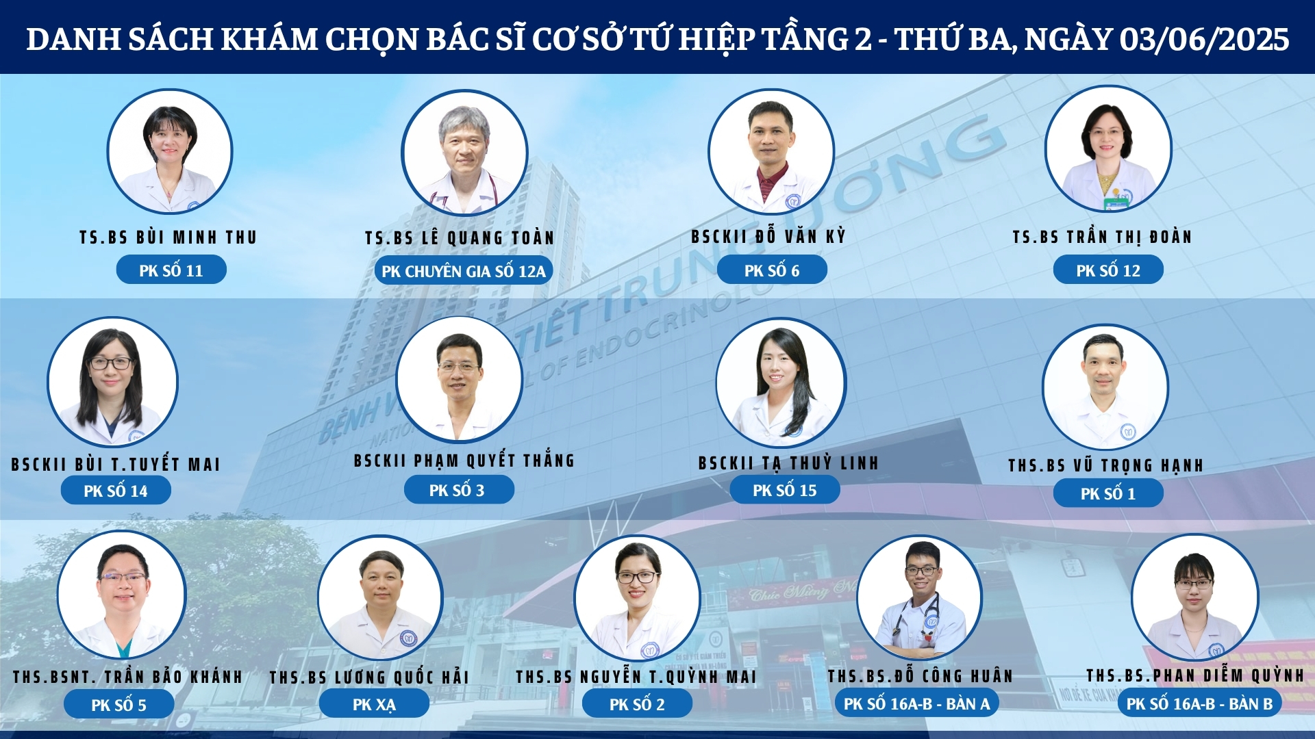 CẬP NHẬT DANH SÁCH DỊCH VỤ BÁC SĨ KHÁM CHỌN TẠI 2 CƠ SỞ TỨ HIỆP VÀ THÁI THỊNH