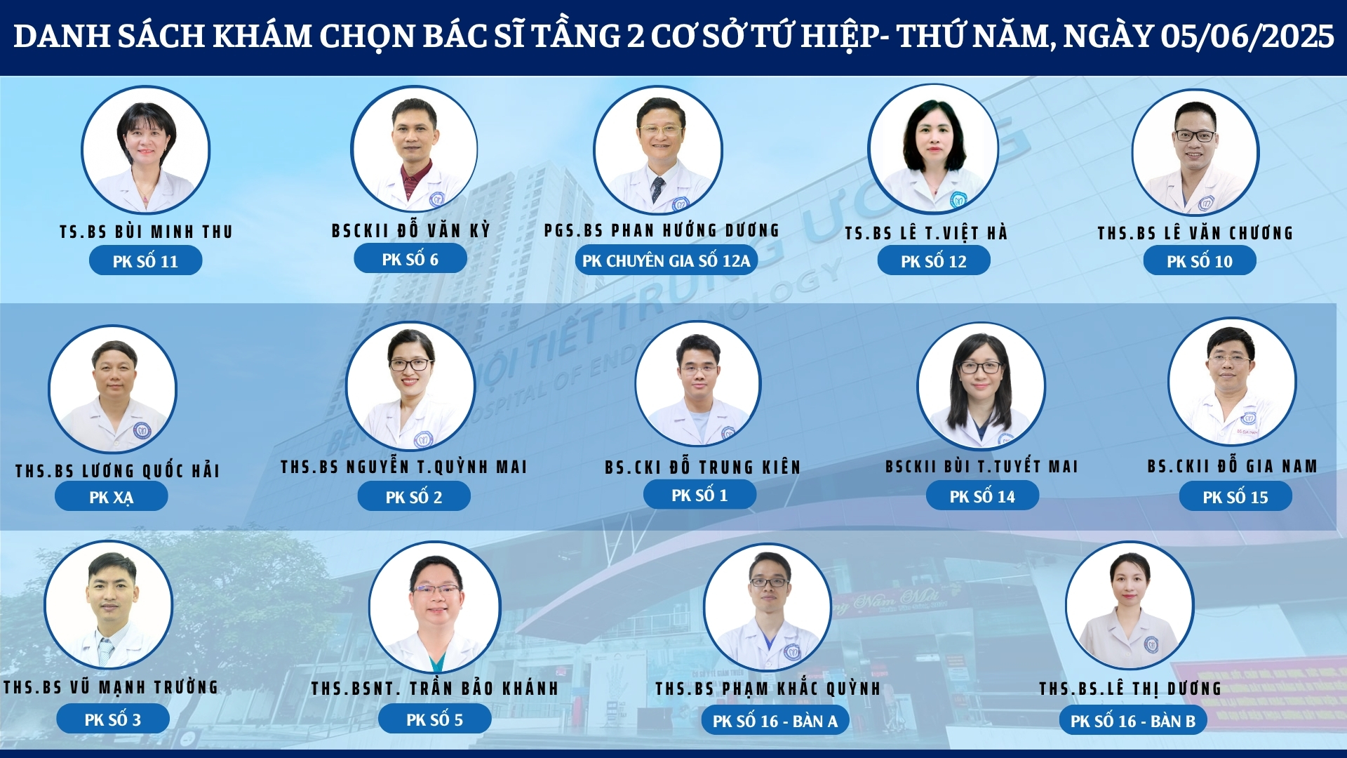 CẬP NHẬT DANH SÁCH DỊCH VỤ BÁC SĨ KHÁM CHỌN TẠI 2 CƠ SỞ TỨ HIỆP VÀ THÁI THỊNH