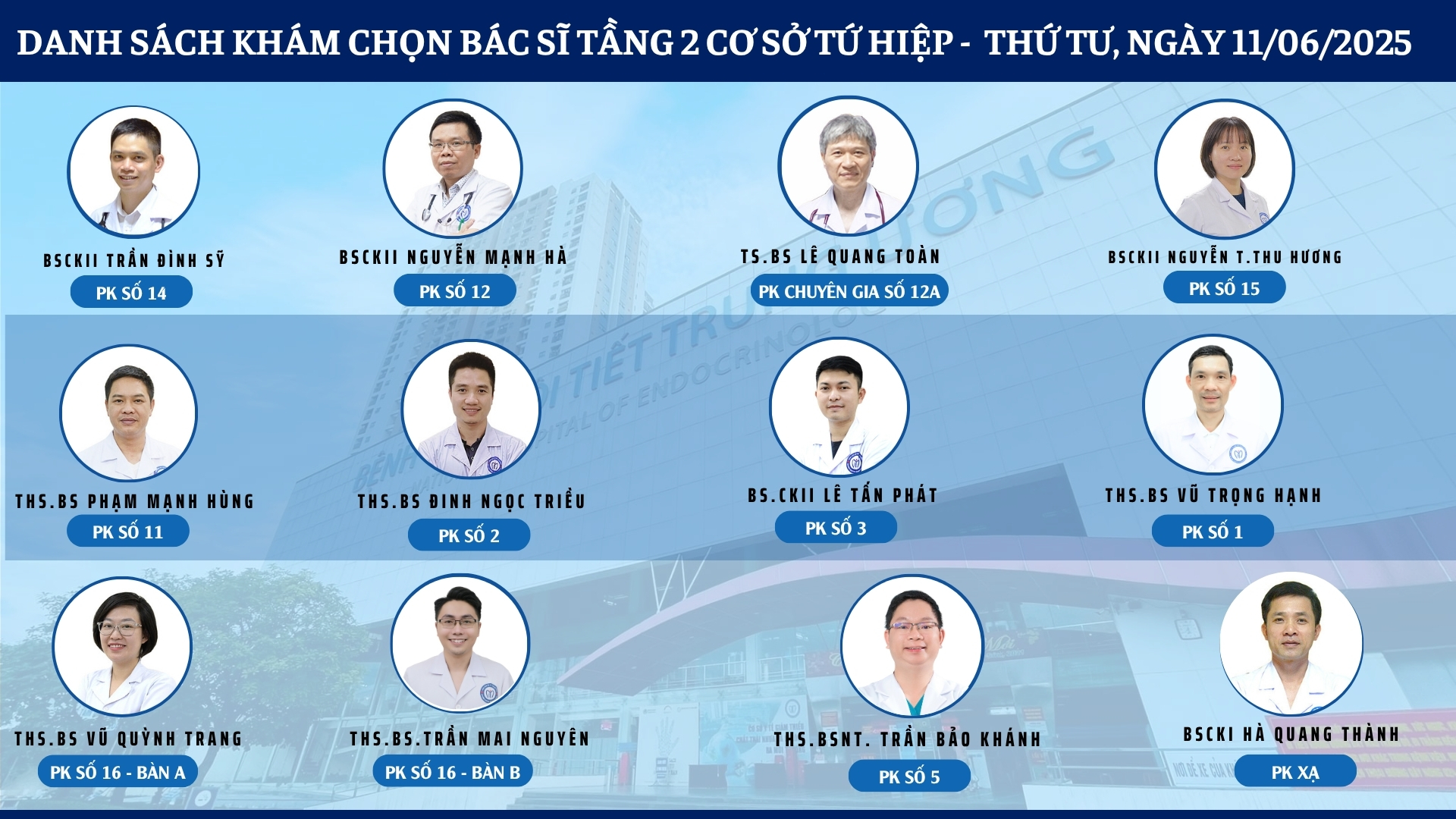 CẬP NHẬT DANH SÁCH DỊCH VỤ BÁC SĨ KHÁM CHỌN TẠI 2 CƠ SỞ TỨ HIỆP VÀ THÁI THỊNH