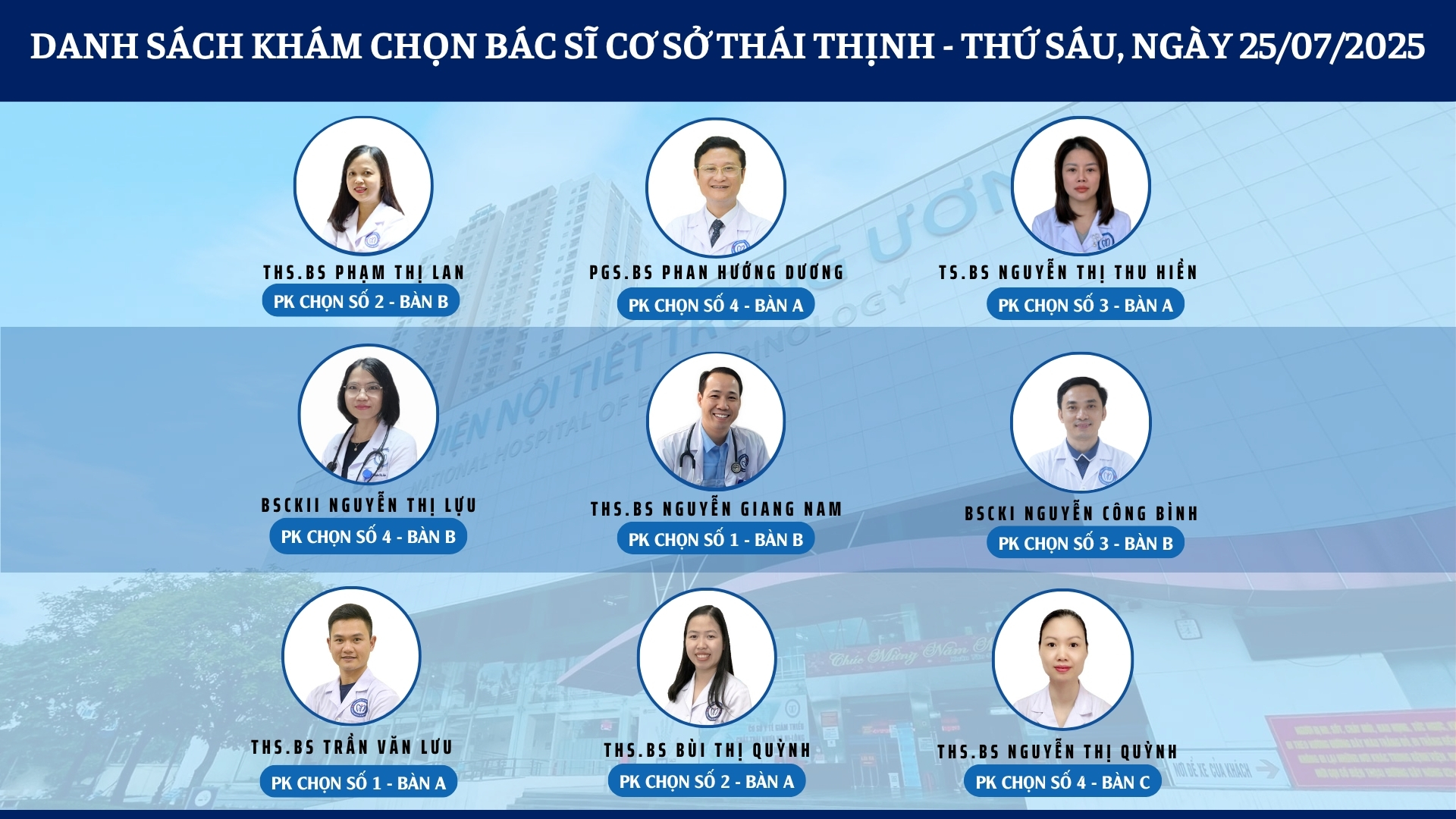 CẬP NHẬT DANH SÁCH DỊCH VỤ BÁC SĨ KHÁM CHỌN TẠI 2 CƠ SỞ TỨ HIỆP VÀ THÁI THỊNH