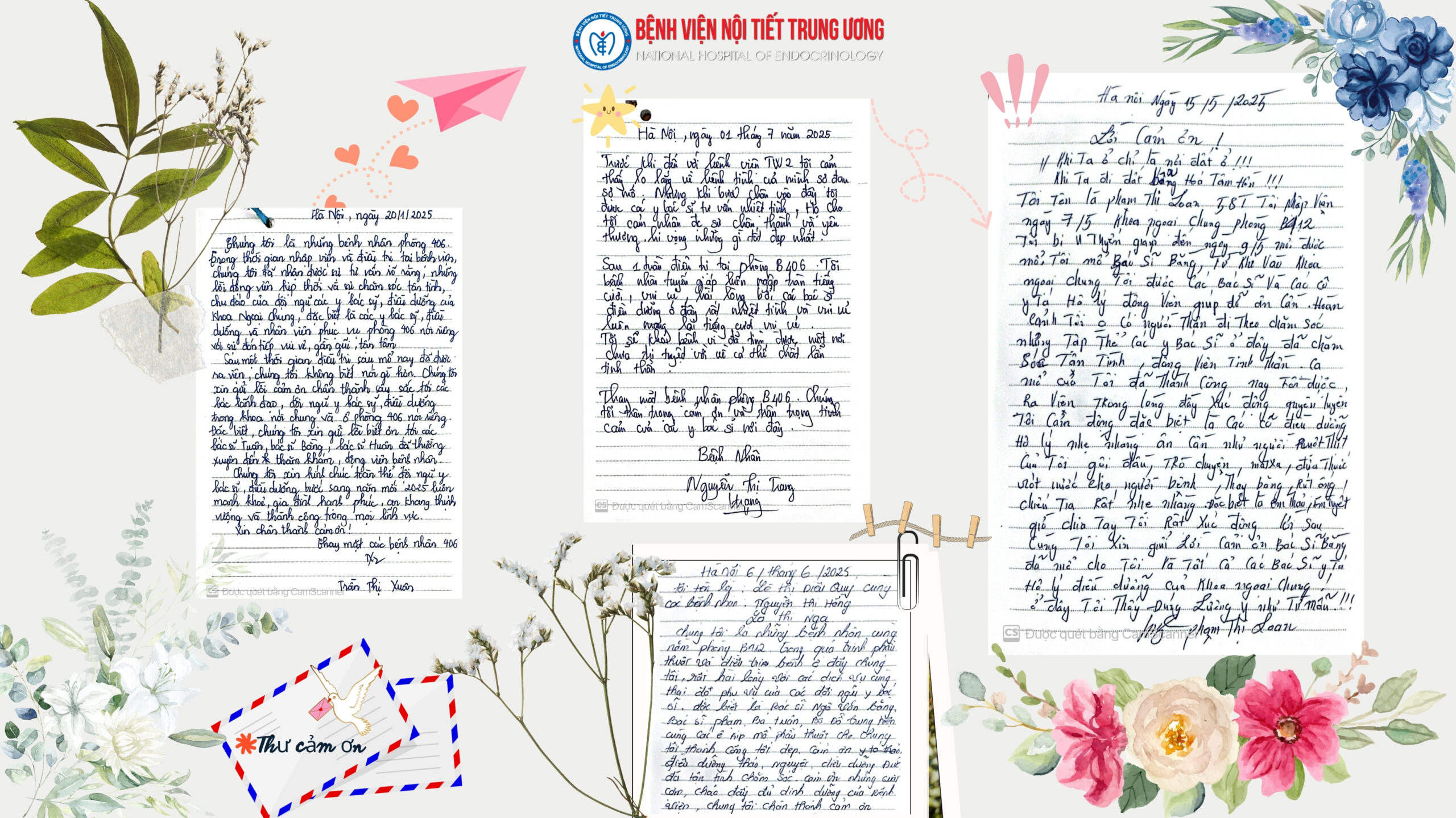 Lời cảm ơn chân thành từ người bệnh gửi đến các y bác sĩ Bệnh viện Nội tiết Trung ương