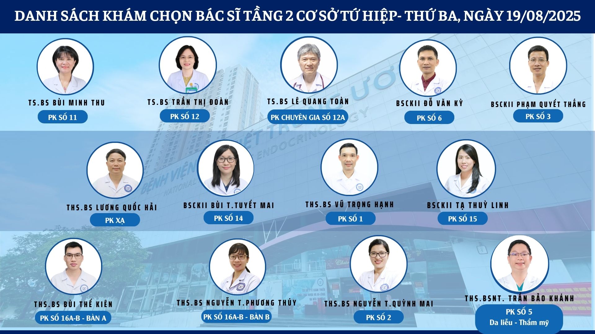 CẬP NHẬT DANH SÁCH DỊCH VỤ BÁC SĨ KHÁM CHỌN TẠI 2 CƠ SỞ TỨ HIỆP VÀ THÁI THỊNH