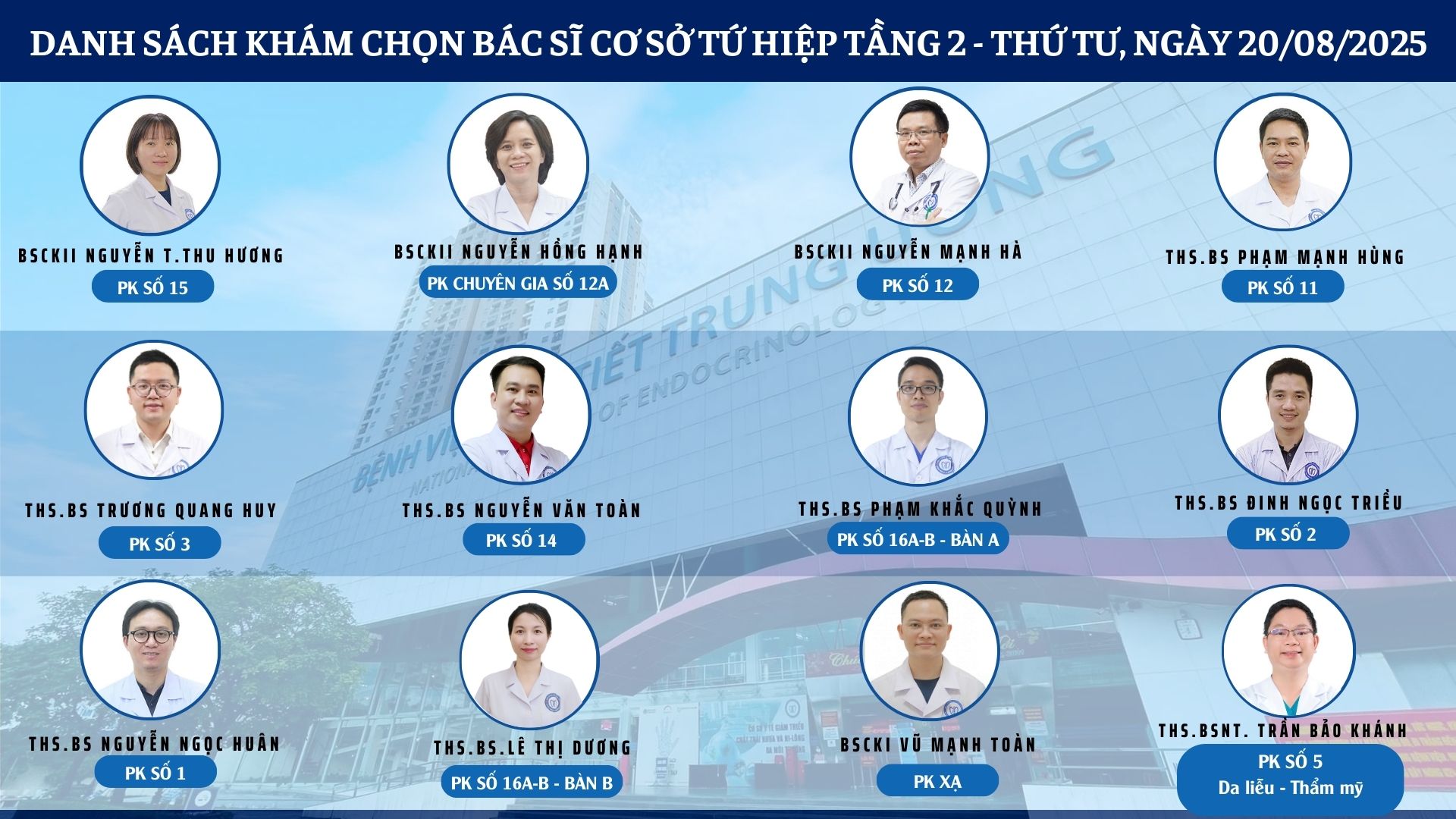 CẬP NHẬT DANH SÁCH DỊCH VỤ BÁC SĨ KHÁM CHỌN TẠI 2 CƠ SỞ TỨ HIỆP VÀ THÁI THỊNH