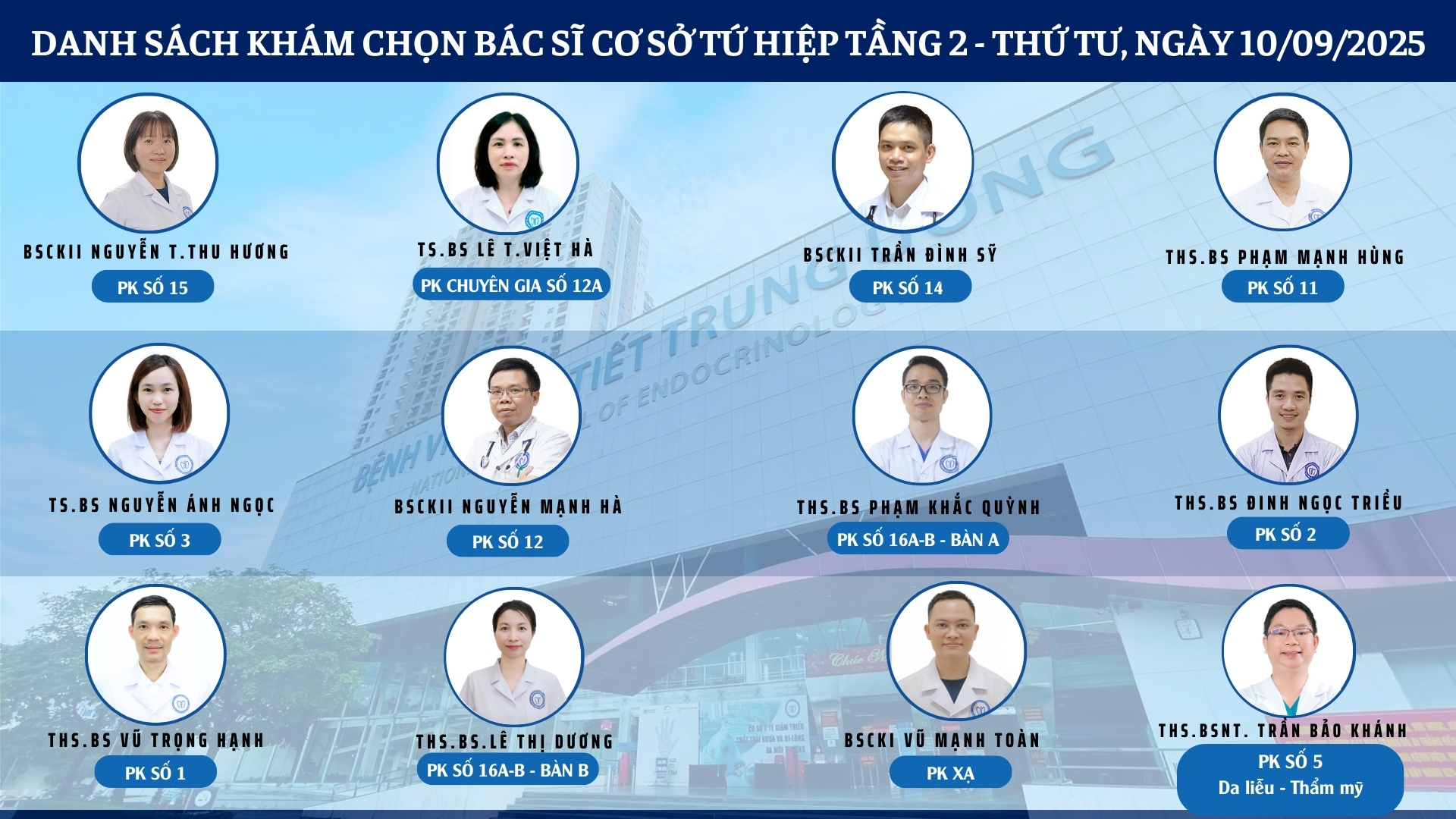 CẬP NHẬT DANH SÁCH DỊCH VỤ BÁC SĨ KHÁM CHỌN TẠI 2 CƠ SỞ TỨ HIỆP VÀ THÁI THỊNH