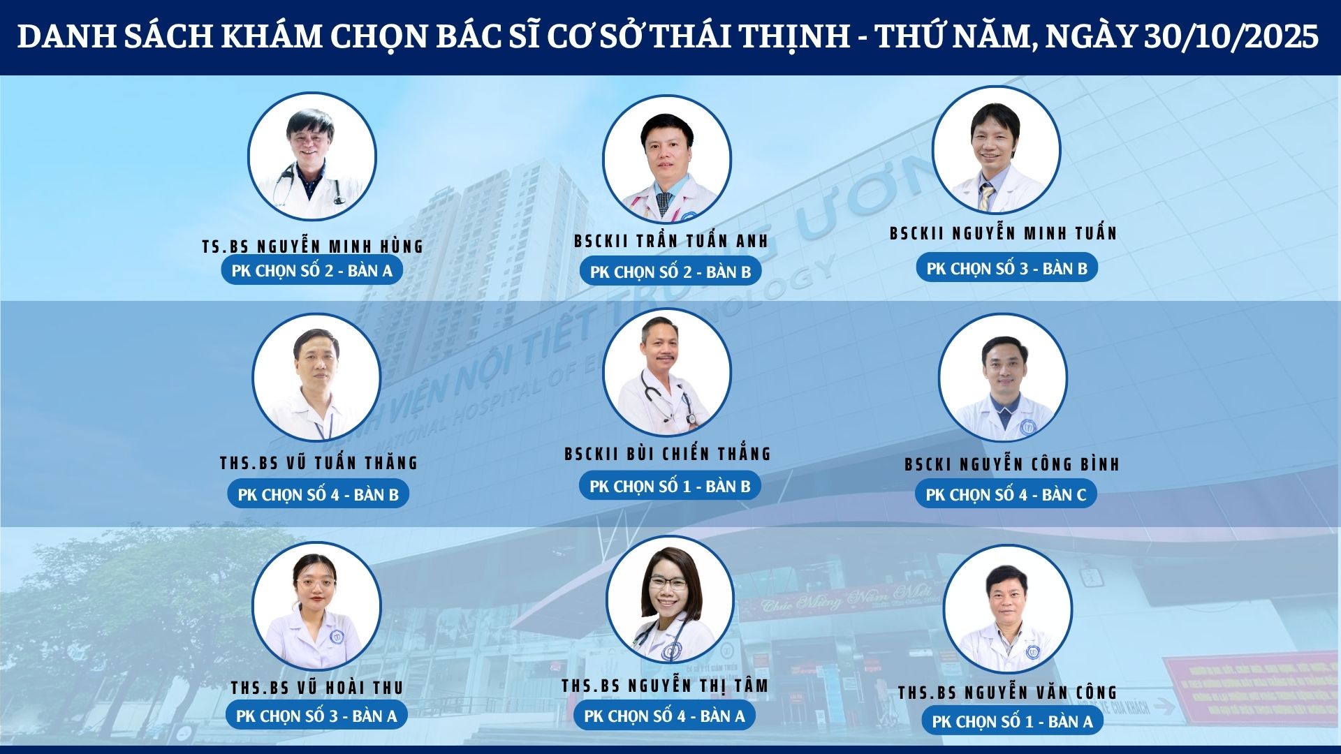 CẬP NHẬT DANH SÁCH DỊCH VỤ BÁC SĨ KHÁM CHỌN TẠI 2 CƠ SỞ TỨ HIỆP VÀ THÁI THỊNH