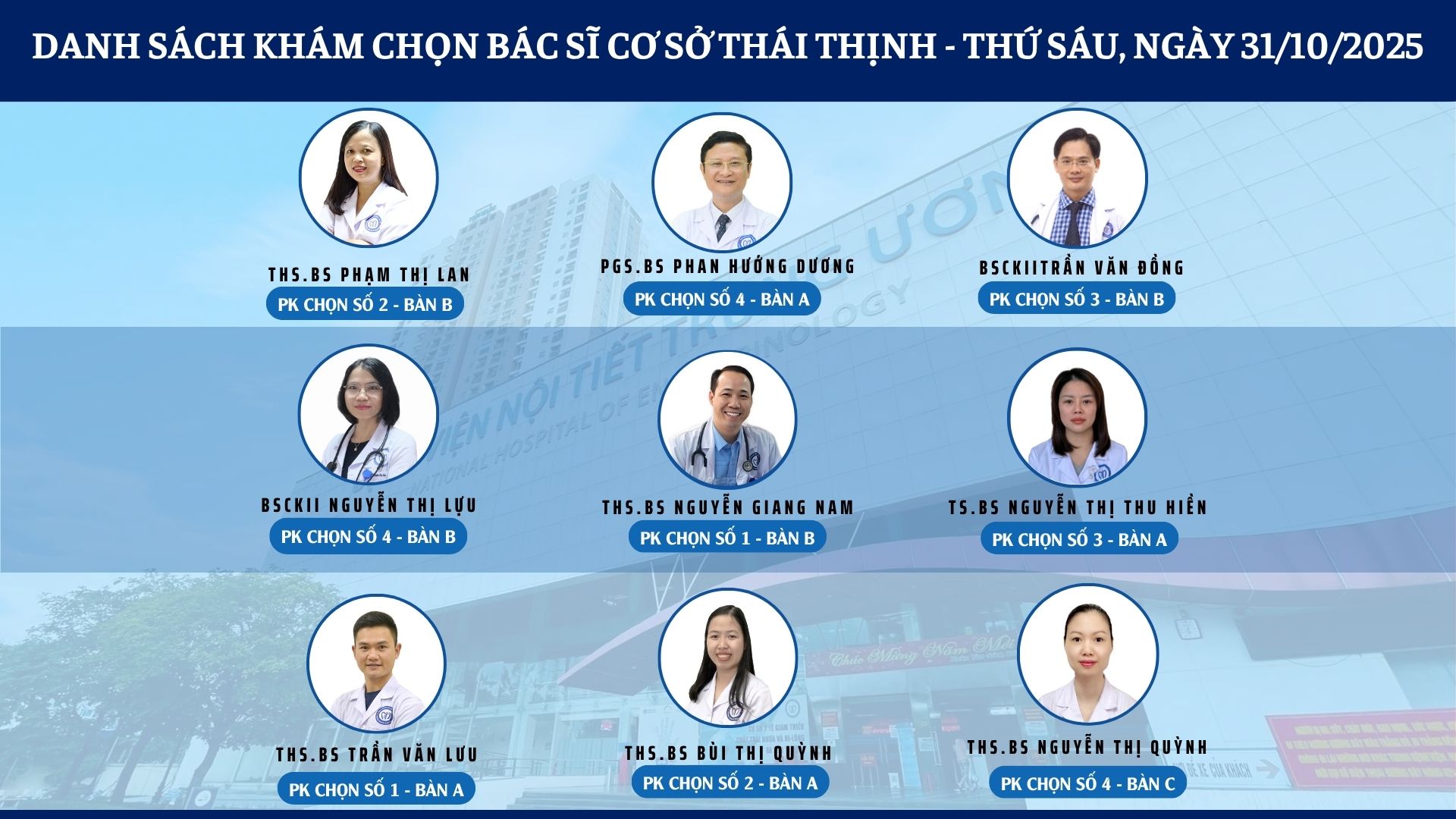 CẬP NHẬT DANH SÁCH DỊCH VỤ BÁC SĨ KHÁM CHỌN TẠI 2 CƠ SỞ TỨ HIỆP VÀ THÁI THỊNH