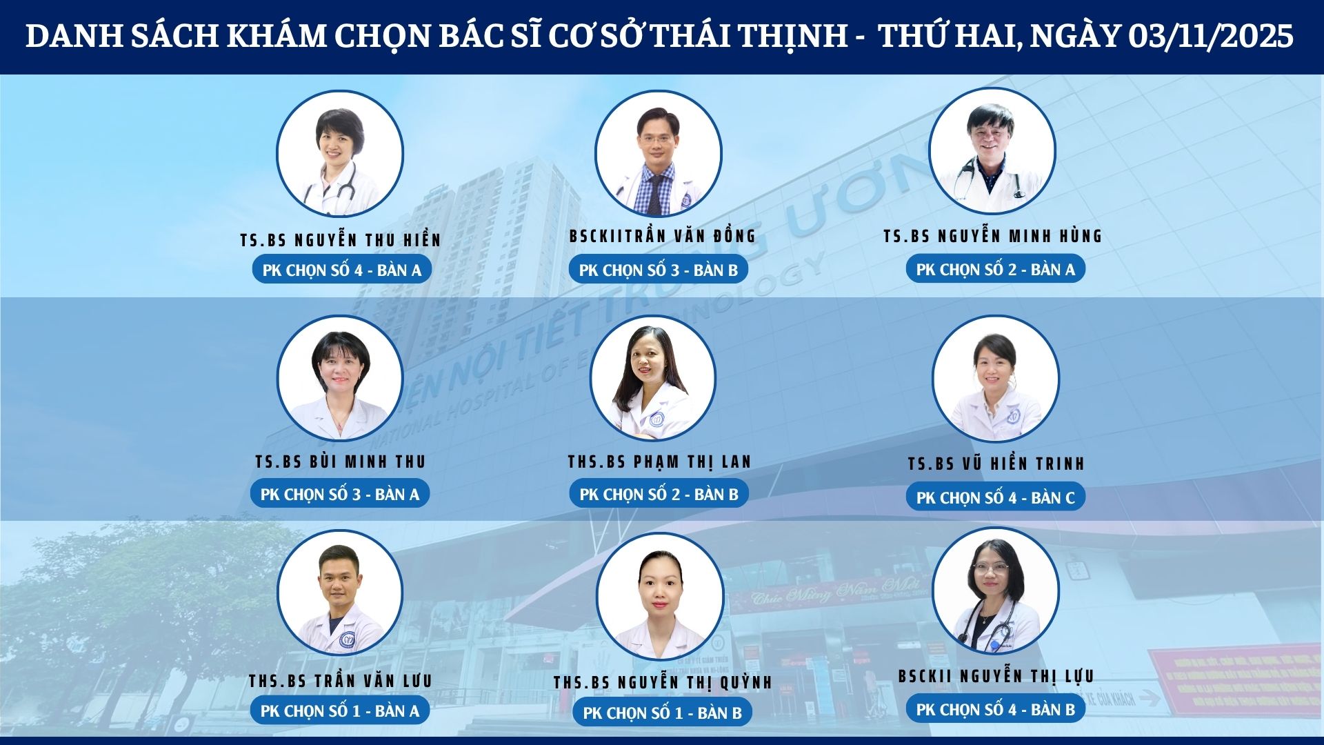 CẬP NHẬT DANH SÁCH DỊCH VỤ BÁC SĨ KHÁM CHỌN TẠI 2 CƠ SỞ TỨ HIỆP VÀ THÁI THỊNH