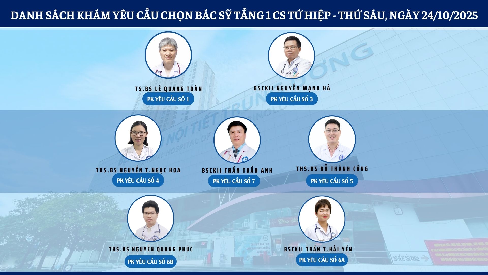 CẬP NHẬT DANH SÁCH DỊCH VỤ BÁC SĨ KHÁM CHỌN TẠI 2 CƠ SỞ TỨ HIỆP VÀ THÁI THỊNH