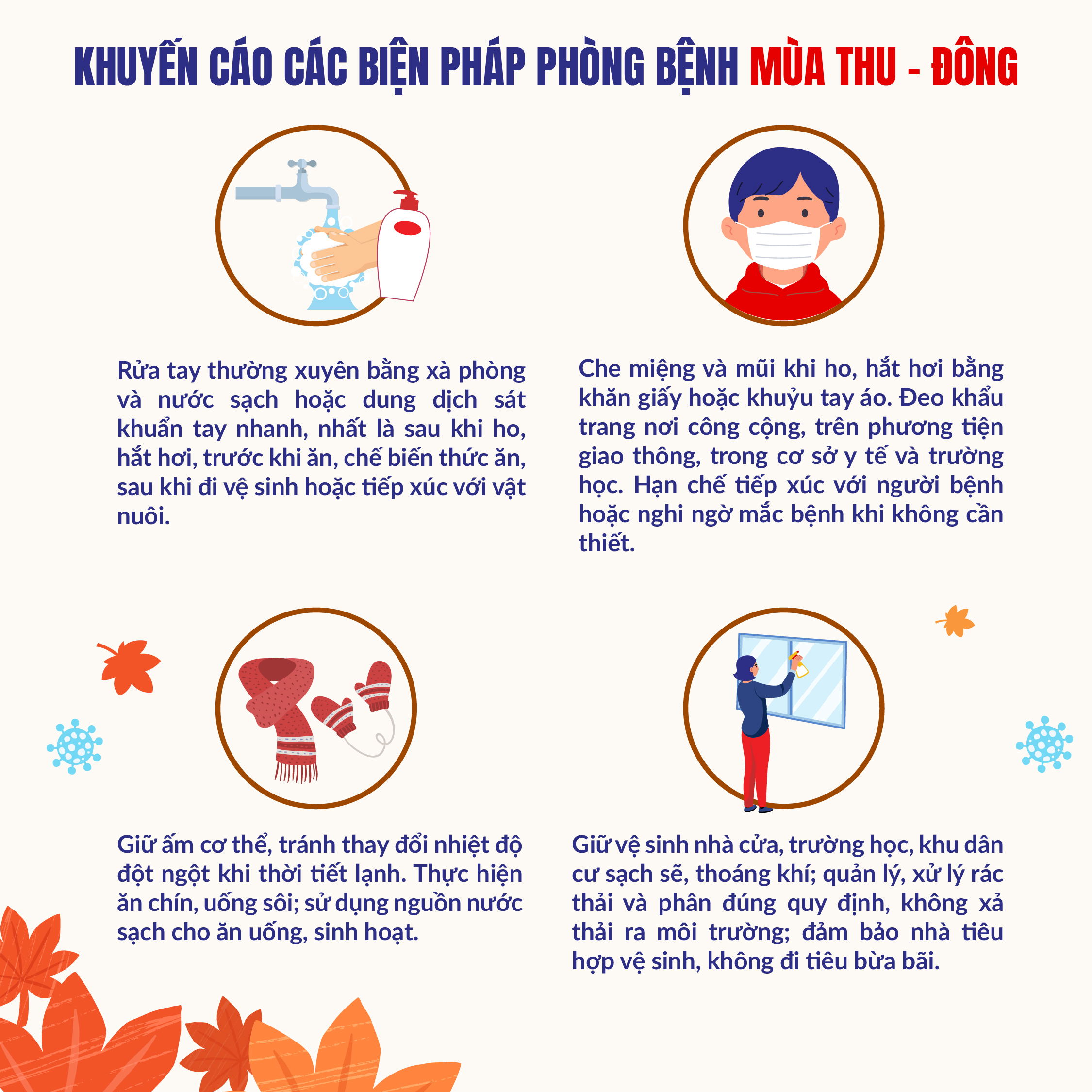 Khuyến cáo các biện pháp phòng bệnh mùa thu – đông của Bộ Y tế