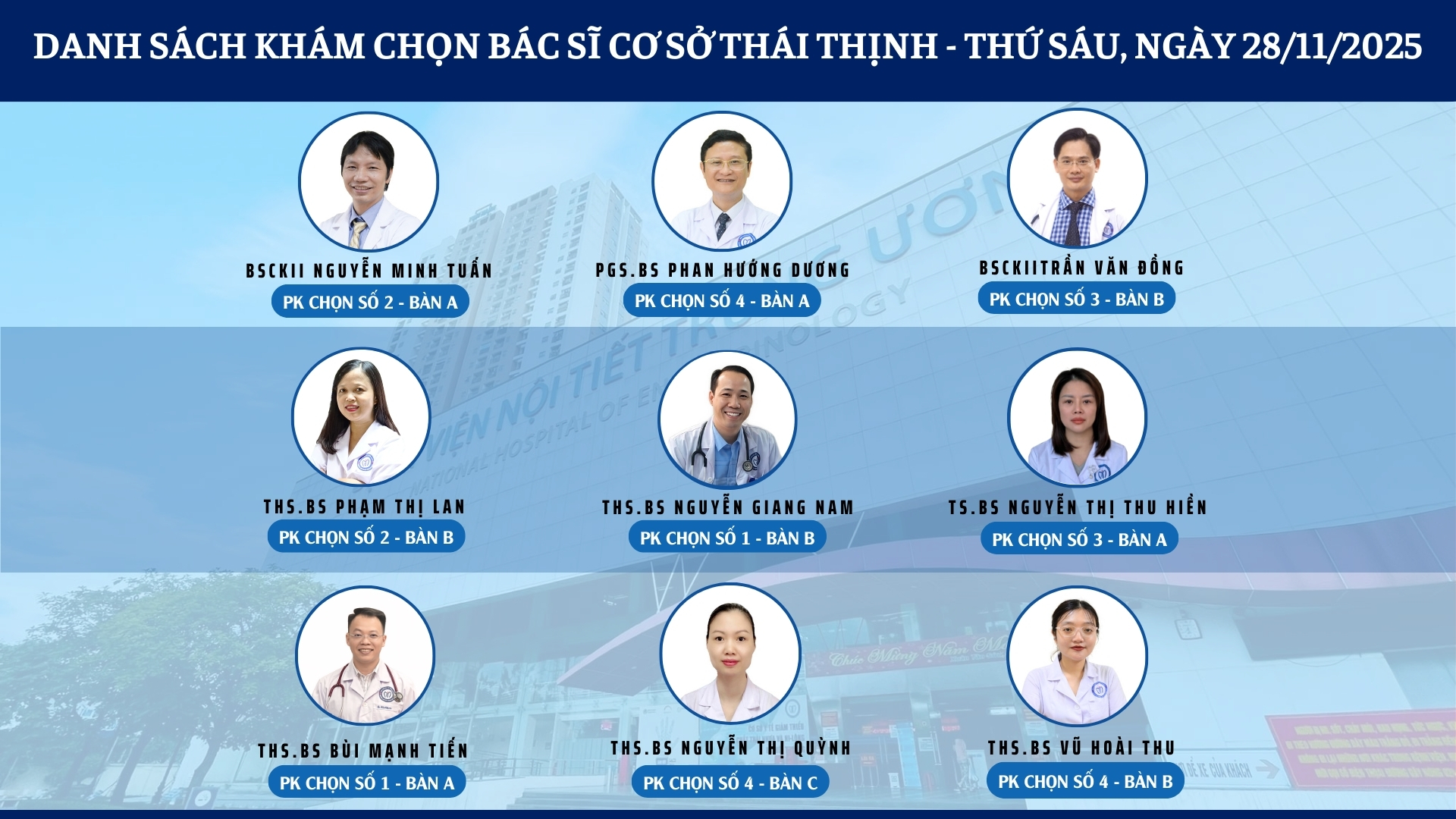 CẬP NHẬT DANH SÁCH DỊCH VỤ BÁC SĨ KHÁM CHỌN TẠI 2 CƠ SỞ TỨ HIỆP VÀ THÁI THỊNH