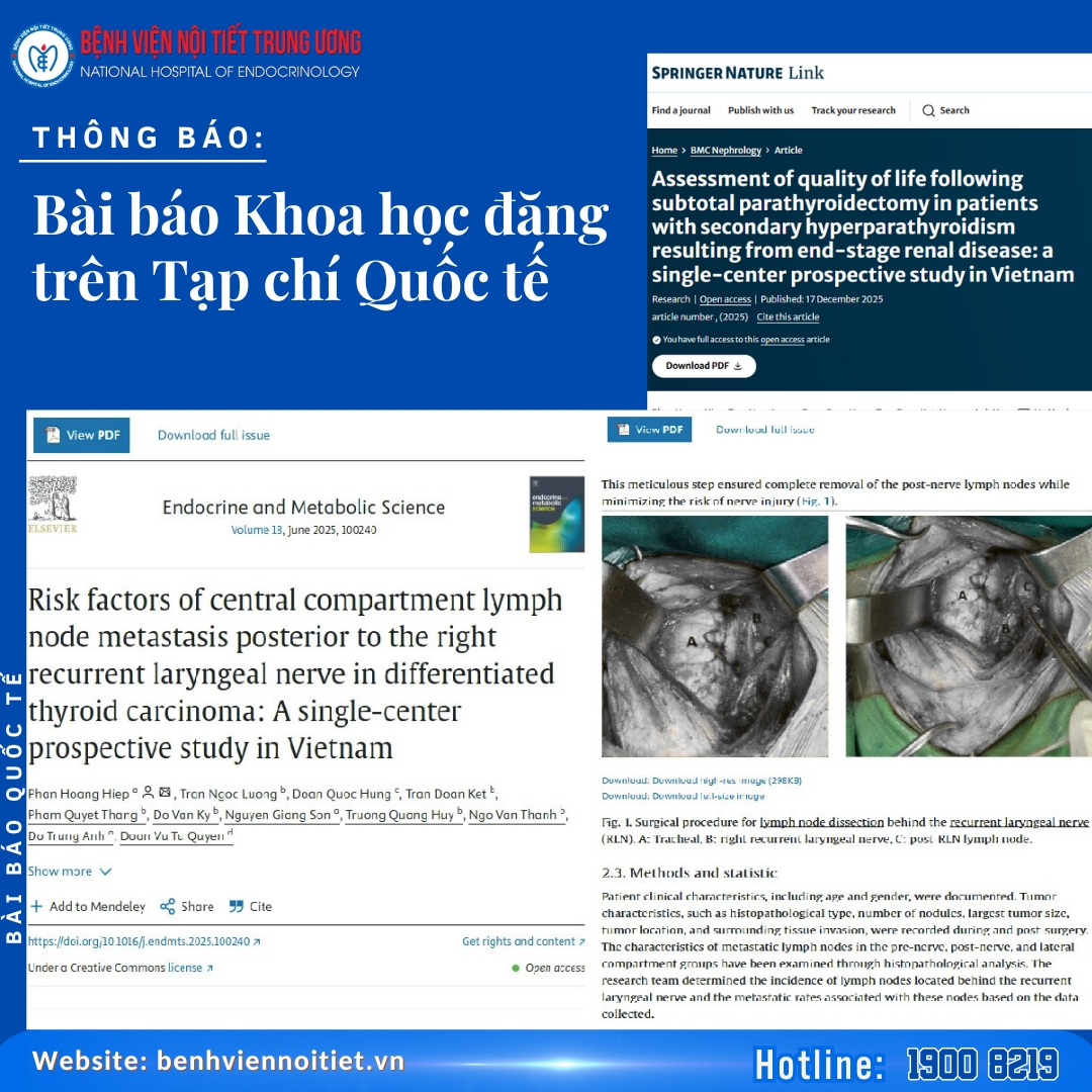 Bệnh viện Nội tiết Trung ương trân trọng thông báo và ghi nhận dấu mốc quan trọng trong công tác đào tạo và nghiên cứu khoa học