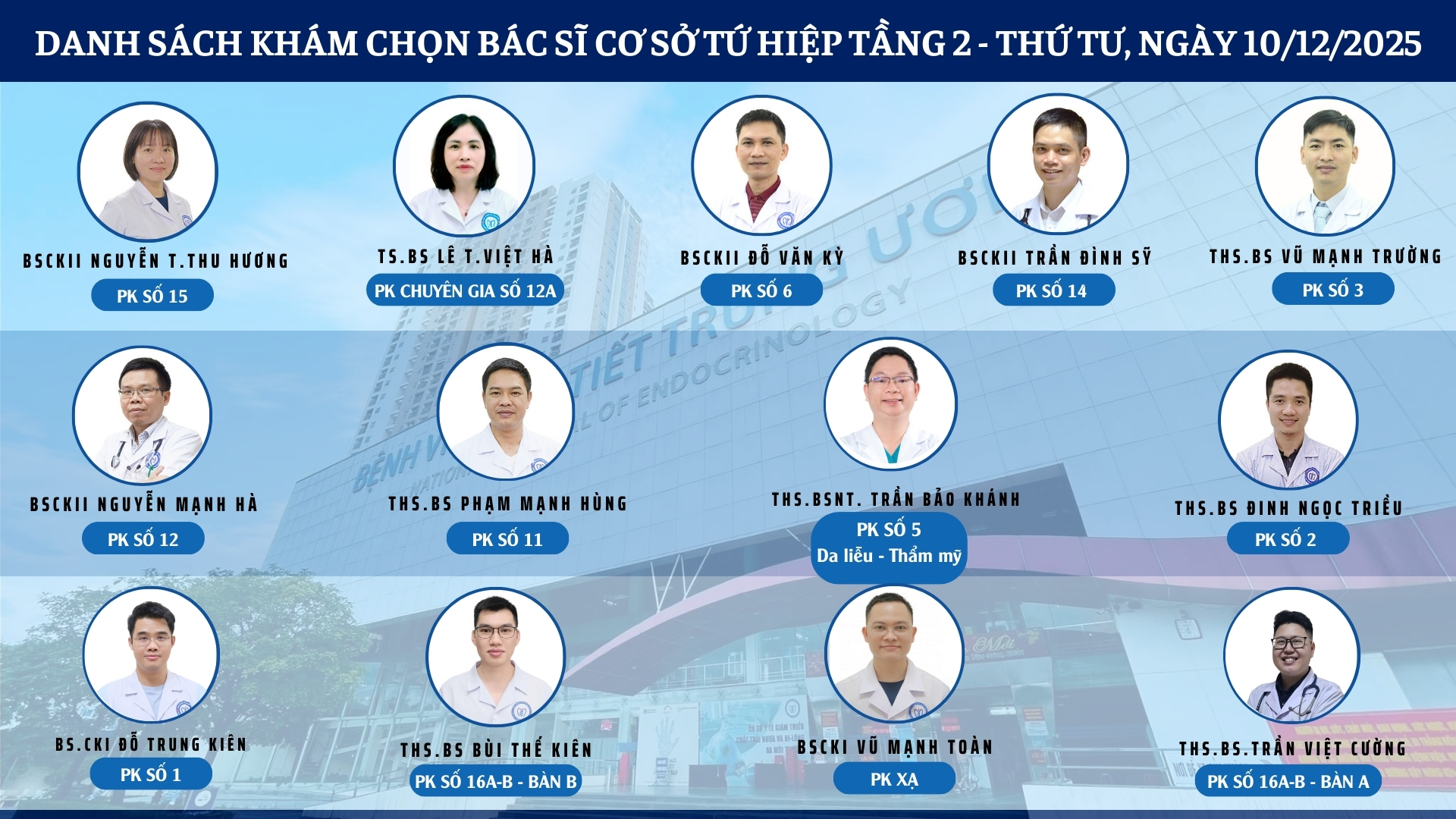 CẬP NHẬT DANH SÁCH DỊCH VỤ BÁC SĨ KHÁM CHỌN TẠI 2 CƠ SỞ TỨ HIỆP VÀ THÁI THỊNH