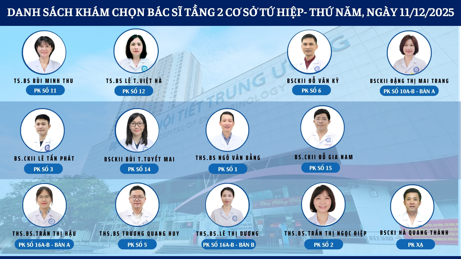 CẬP NHẬT DANH SÁCH DỊCH VỤ BÁC SĨ KHÁM CHỌN TẠI 2 CƠ SỞ TỨ HIỆP VÀ THÁI THỊNH