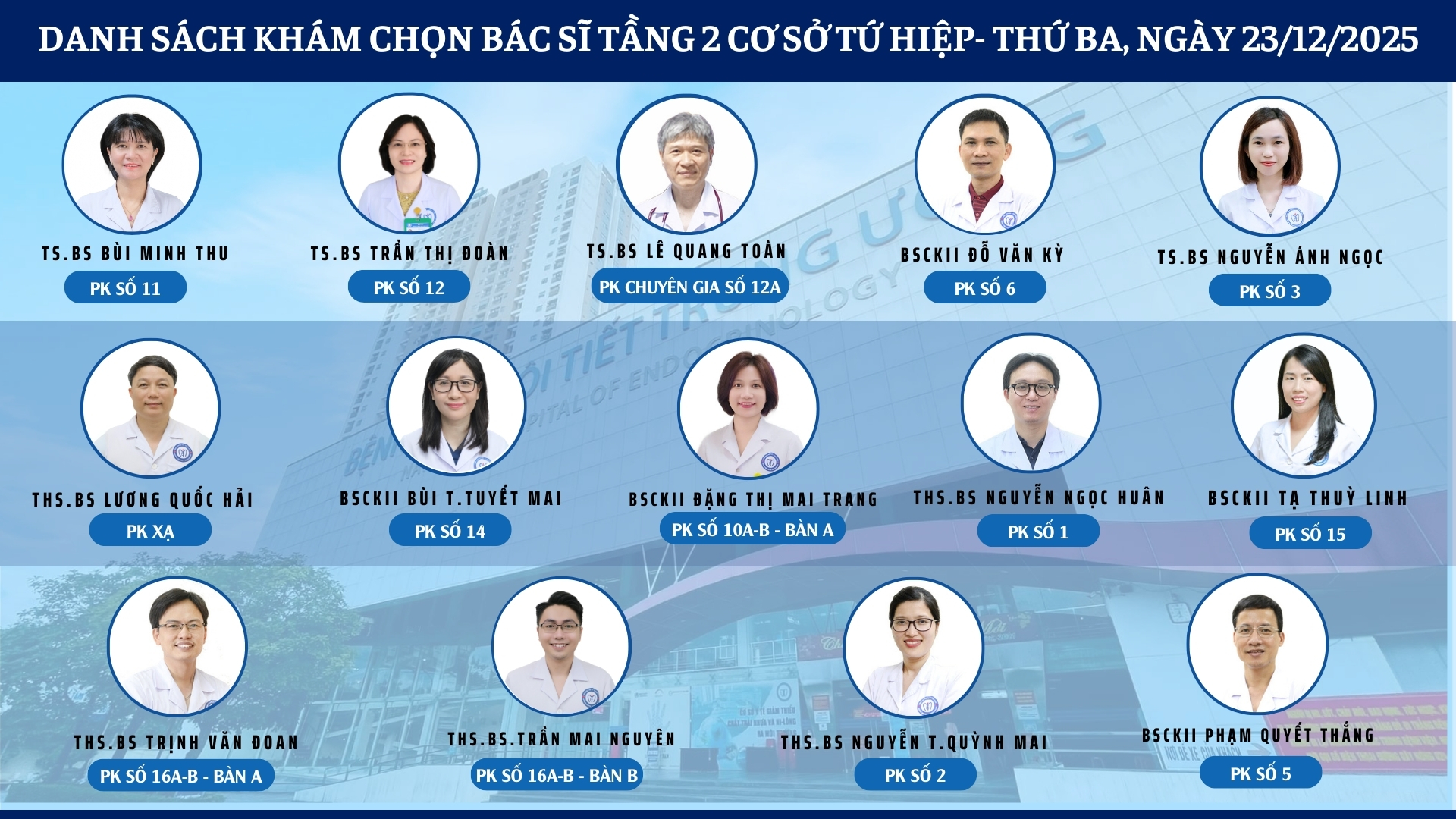 CẬP NHẬT DANH SÁCH DỊCH VỤ BÁC SĨ KHÁM CHỌN TẠI 2 CƠ SỞ TỨ HIỆP VÀ THÁI THỊNH