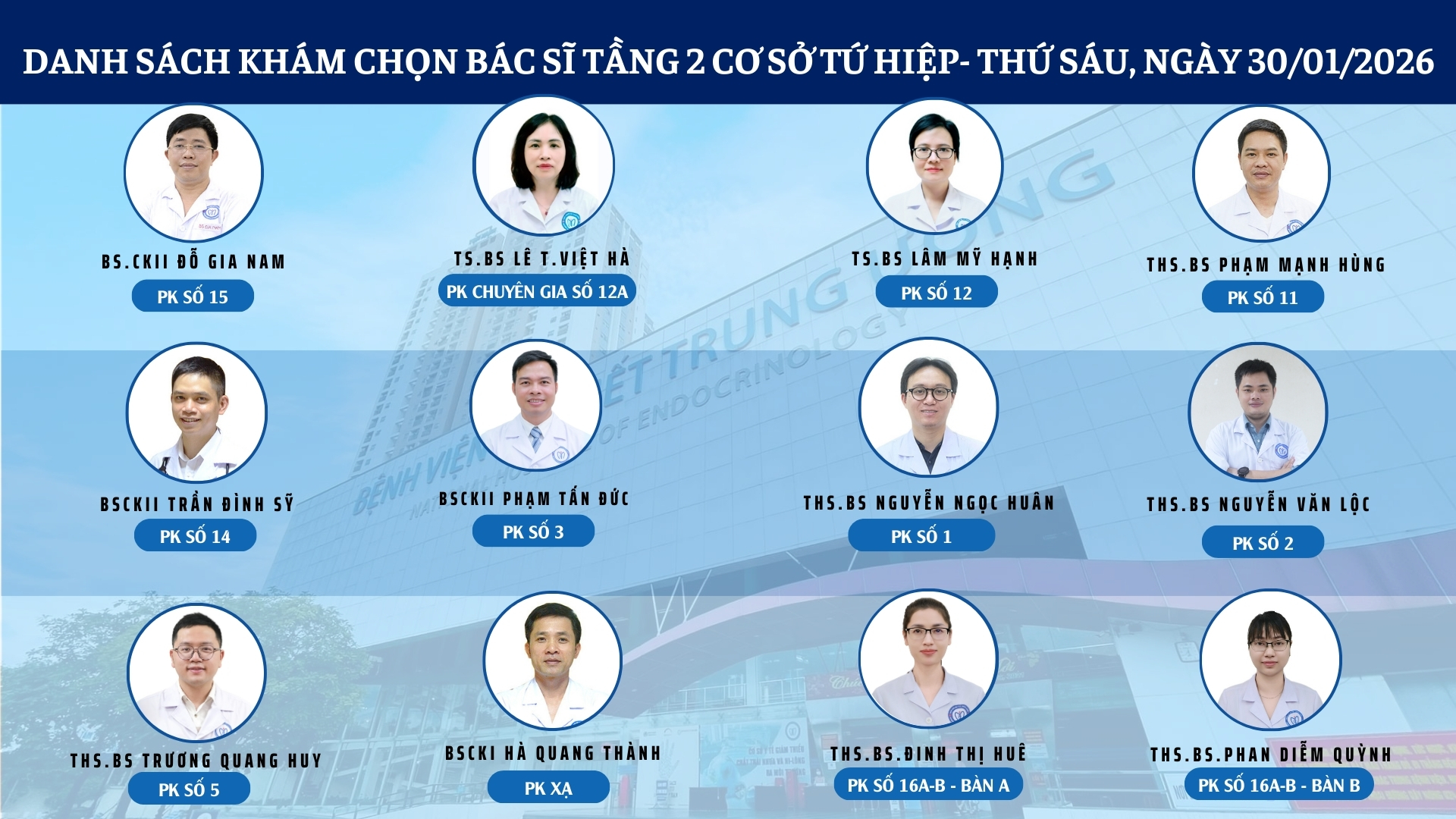 CẬP NHẬT DANH SÁCH DỊCH VỤ BÁC SĨ KHÁM CHỌN TẠI 2 CƠ SỞ TỨ HIỆP VÀ THÁI THỊNH