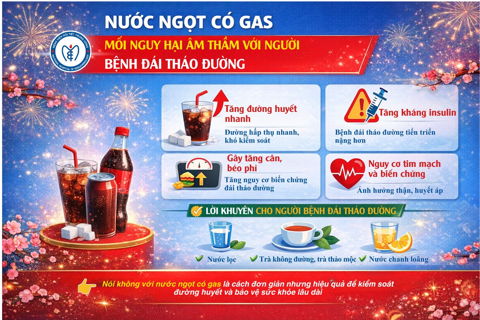 Nước ngọt có gas – mối nguy hại âm thầm đối với người bệnh đái tháo đường