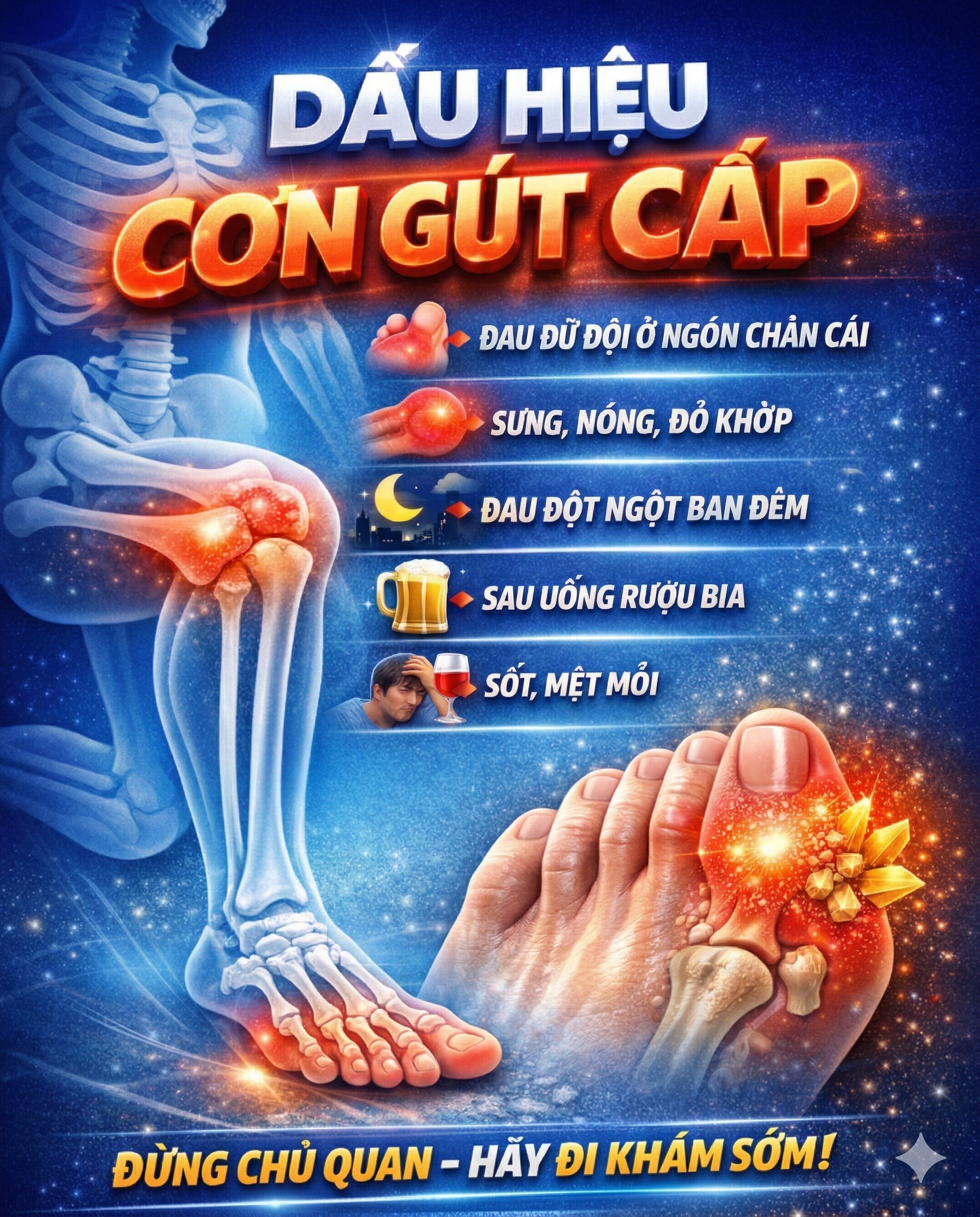 Dấu hiệu cơn Gút cấp