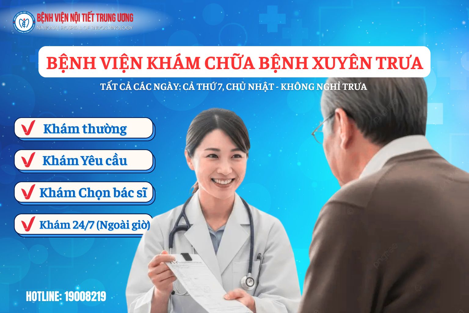 Thông báo: Khám bệnh xuyên trưa các ngày trong tuần