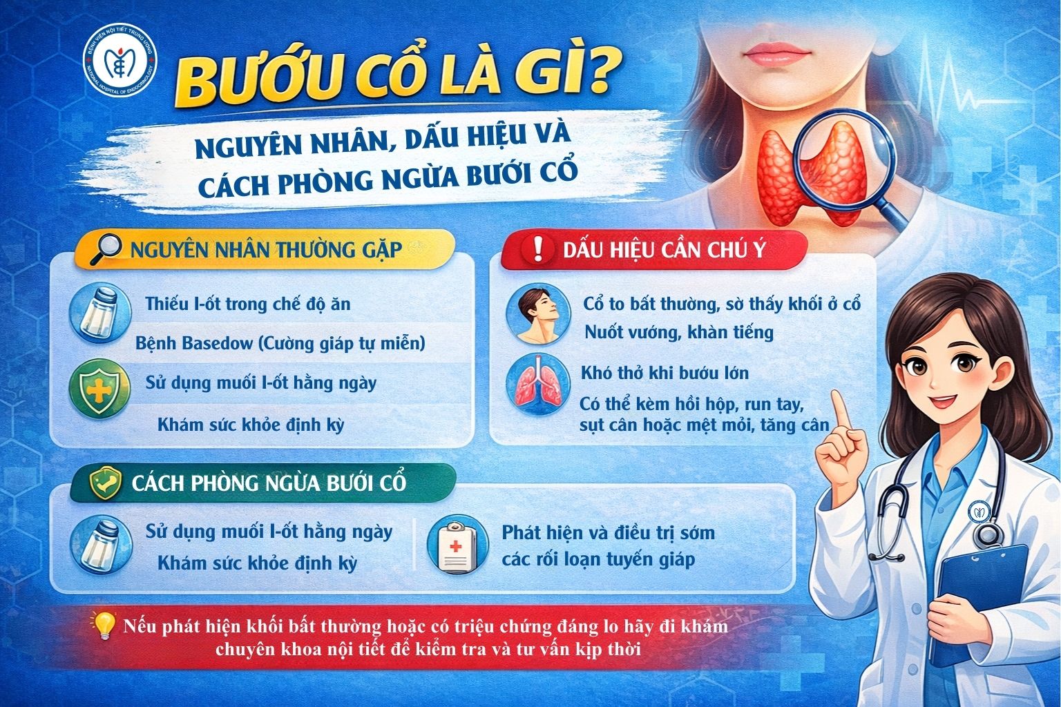 Bướu cổ là gì? Nguyên nhân, dấu hiệu và cách phòng ngừa bướu cổ