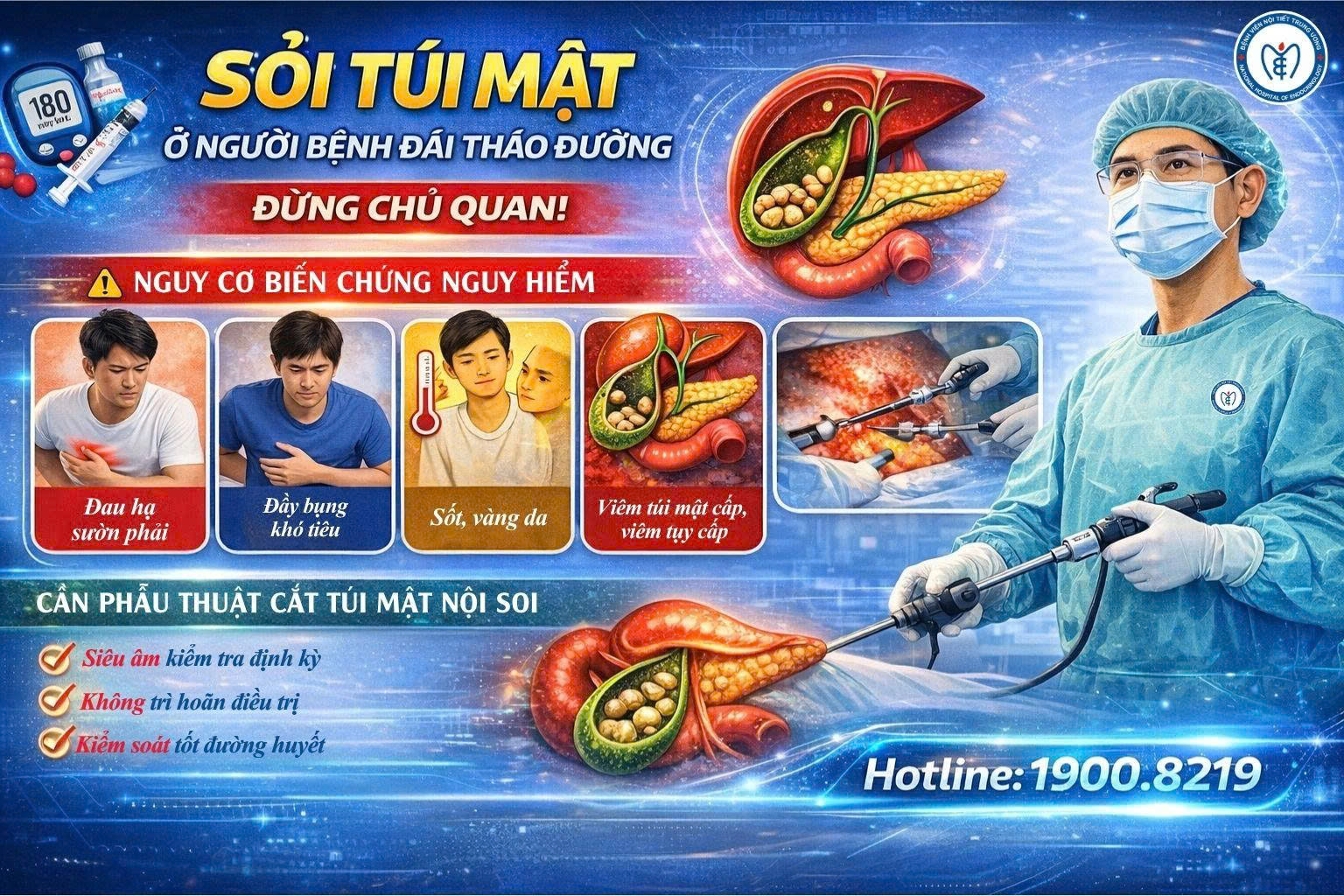 Sỏi túi mật ở người bệnh đái tháo đường – đừng chủ quan vì dễ biến chứng, có thể cần phẫu thuật sớm