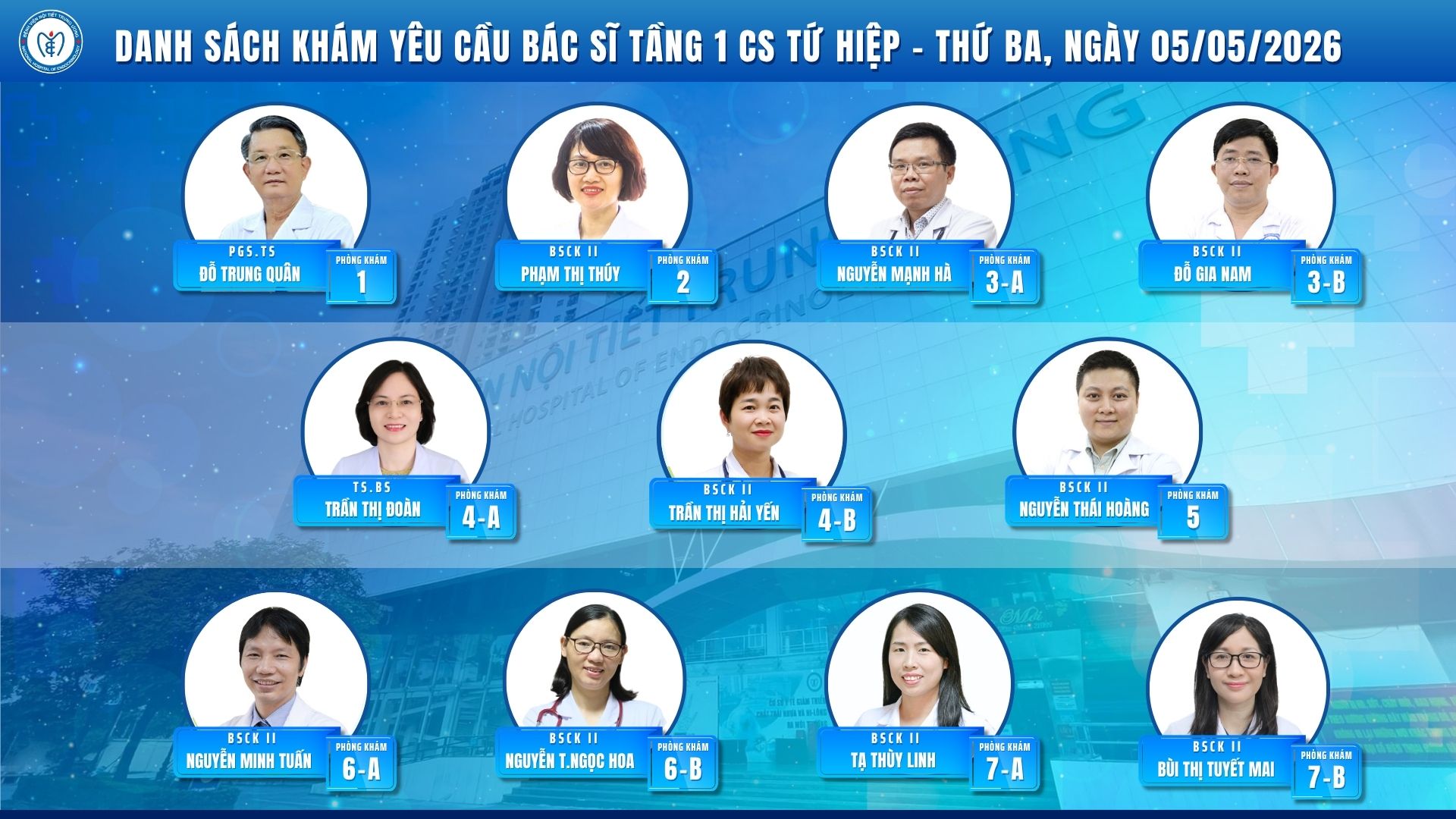 CẬP NHẬT DANH SÁCH DỊCH VỤ BÁC SĨ KHÁM CHỌN TẠI CƠ SỞ TỨ HIỆP