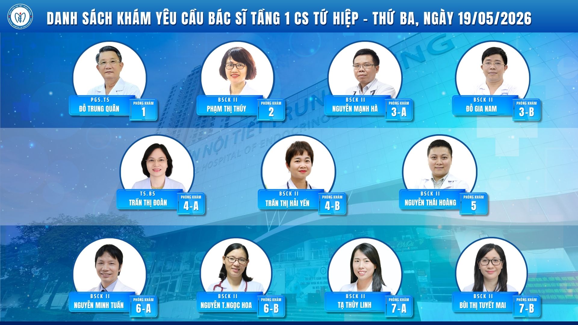 CẬP NHẬT DANH SÁCH DỊCH VỤ BÁC SĨ KHÁM CHỌN TẠI CƠ SỞ TỨ HIỆP