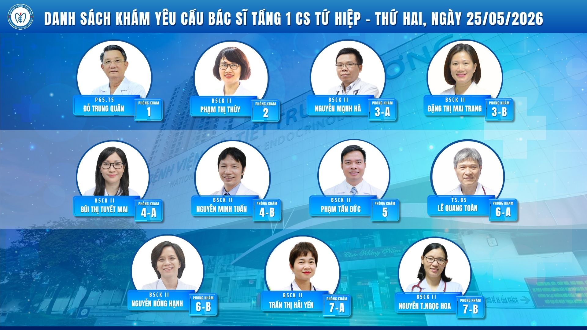 CẬP NHẬT DANH SÁCH DỊCH VỤ BÁC SĨ KHÁM CHỌN TẠI CƠ SỞ TỨ HIỆP