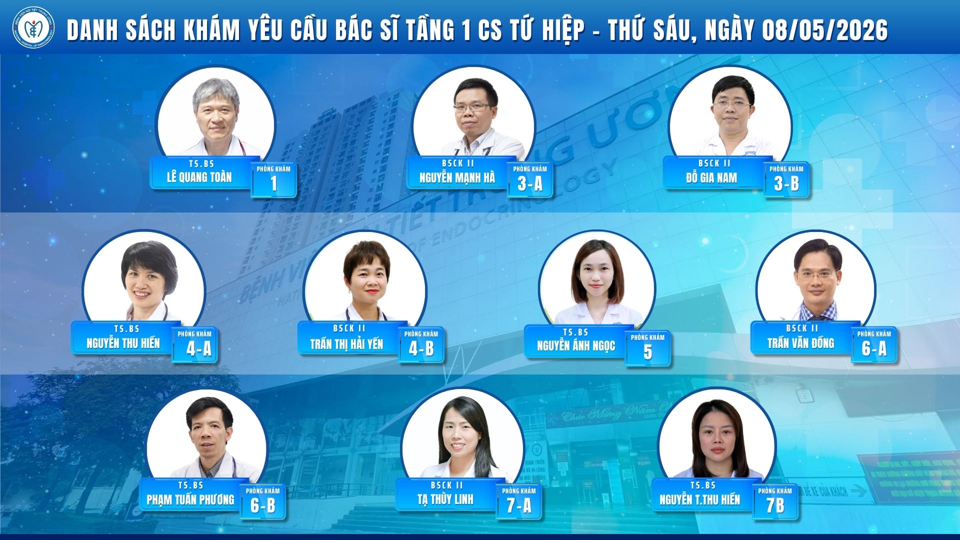 CẬP NHẬT DANH SÁCH DỊCH VỤ BÁC SĨ KHÁM CHỌN TẠI CƠ SỞ TỨ HIỆP
