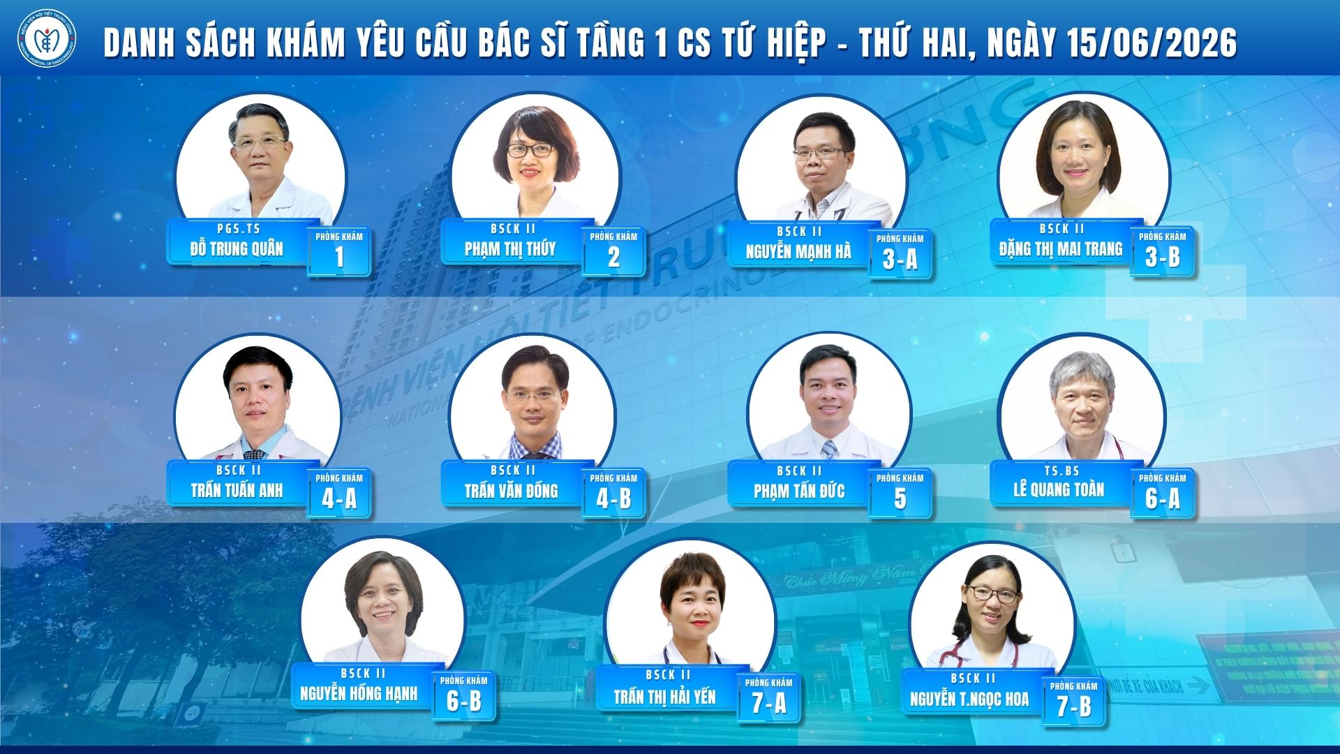 CẬP NHẬT DANH SÁCH DỊCH VỤ BÁC SĨ KHÁM CHỌN TẠI CƠ SỞ TỨ HIỆP