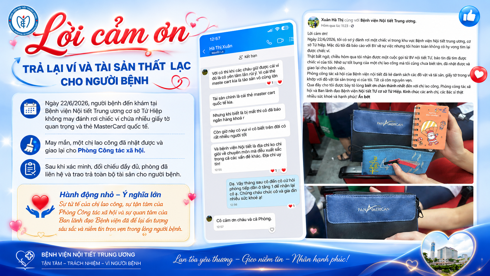 Lan tỏa nghĩa cử đẹp tại Bệnh viện Nội tiết Trung ương: Trả lại tài sản thất lạc cho người bệnh