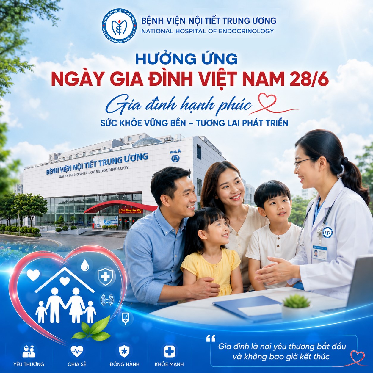 Bệnh viện Nội tiết Trung ương hưởng ứng Ngày Gia đình Việt Nam 28/6: Gìn giữ yêu thương, vun đắp sức khỏe