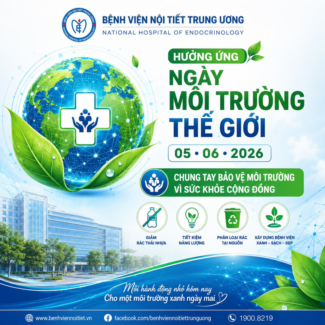 Bệnh viện Nội Tiết Trung ương hưởng ứng ngày Môi trường Thế giới 05/06/2026
